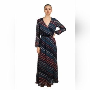 Cato Womens Large Abstract Print Maxi Dress Surplice Neckline Semi Sheer